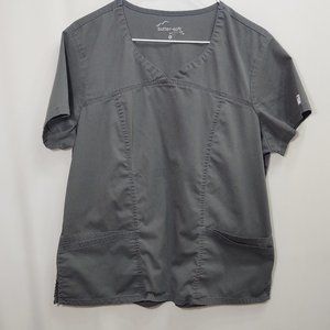 3/$30 Butter-Soft Stretch Grey V-Neck Scrub Top L